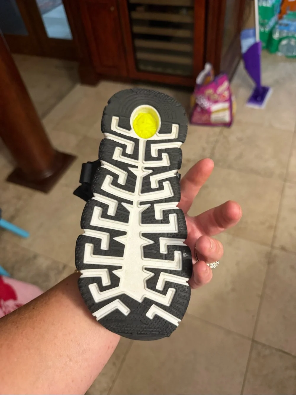 Versace Kids Black and Neon Yellow Logo Sport Sandals